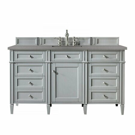 JAMES MARTIN VANITIES Brittany 60in Single Vanity, Urban Gray w/ 3 CM Grey Expo Quartz Top 650-V60S-UGR-3GEX